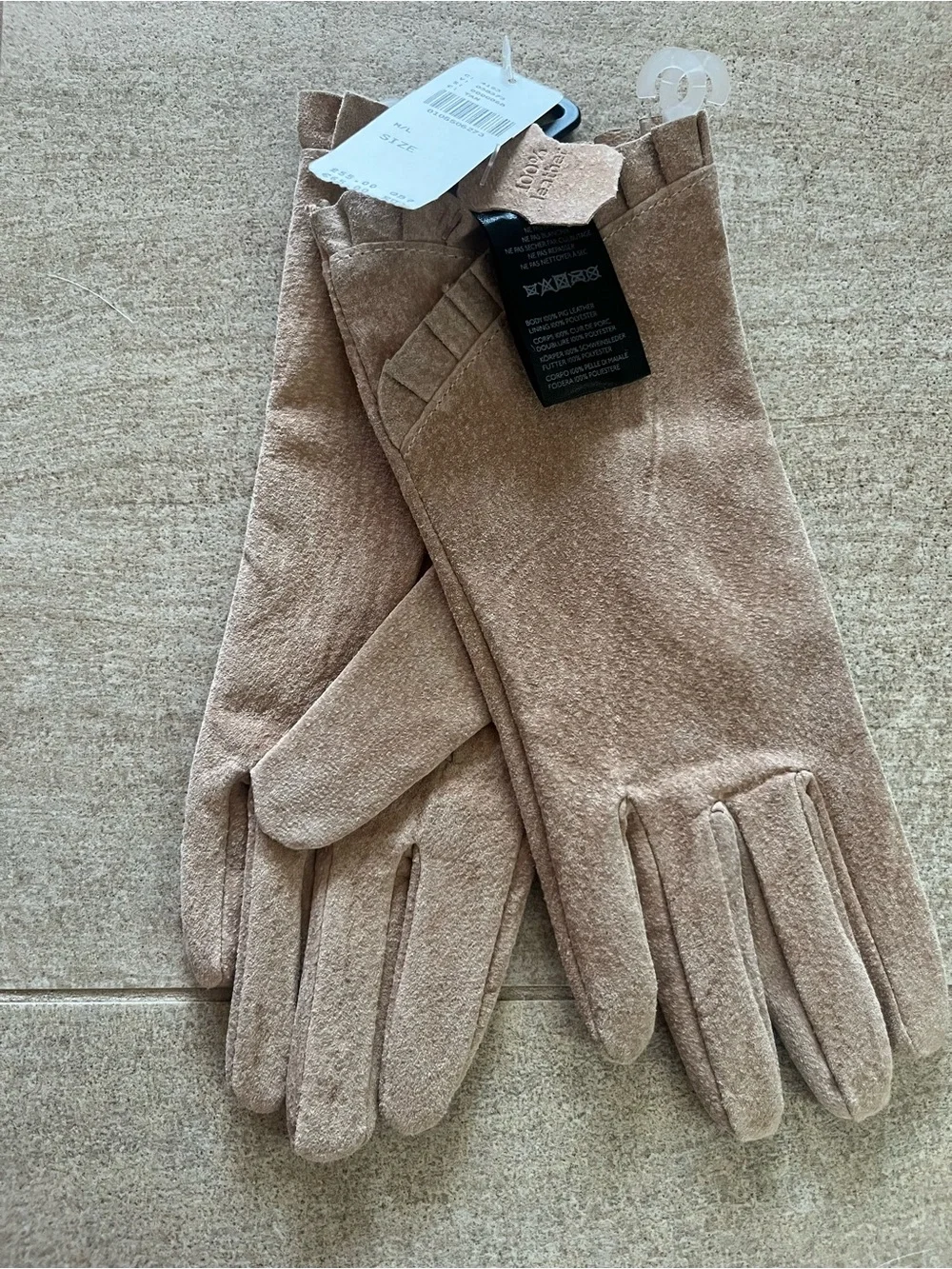 Anthropologie Suede-Look Tan Gloves